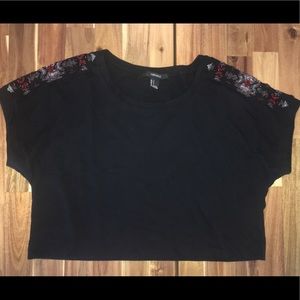 Forever 21 black beaded crop top